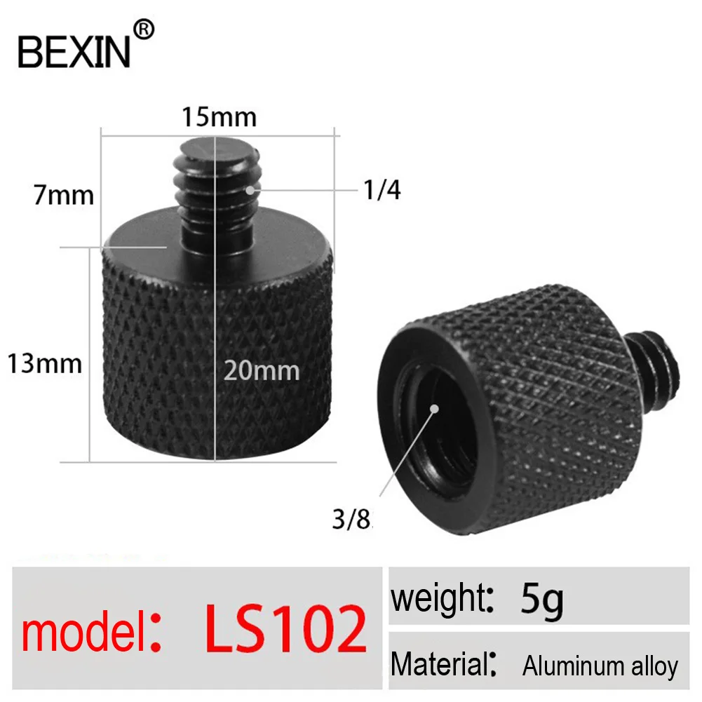 Male to Female Screw Mount Adapter for Camera Tripod Black 14 to 38 Easy Conversion and Transfer Fine Workmanship