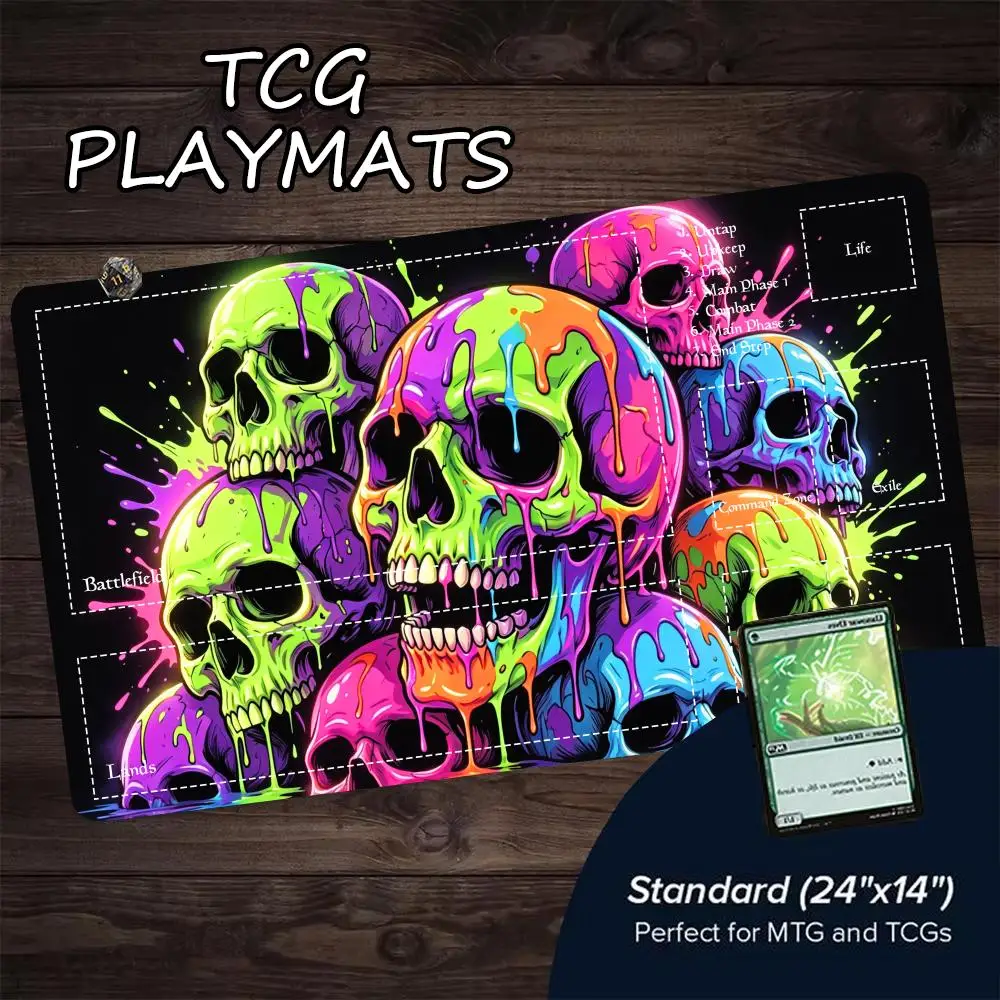 Neon Slime Skulls Magic Party Game Playmat 24