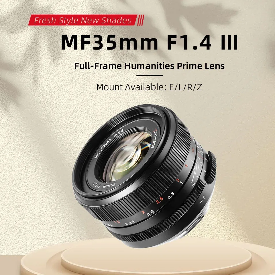 7artisans Full Frame MF 35mm F1.4 Mark III Large Aperture Fixed Focus Camera Len Compatible with Sony E Nikon Z Canon RF Leica L