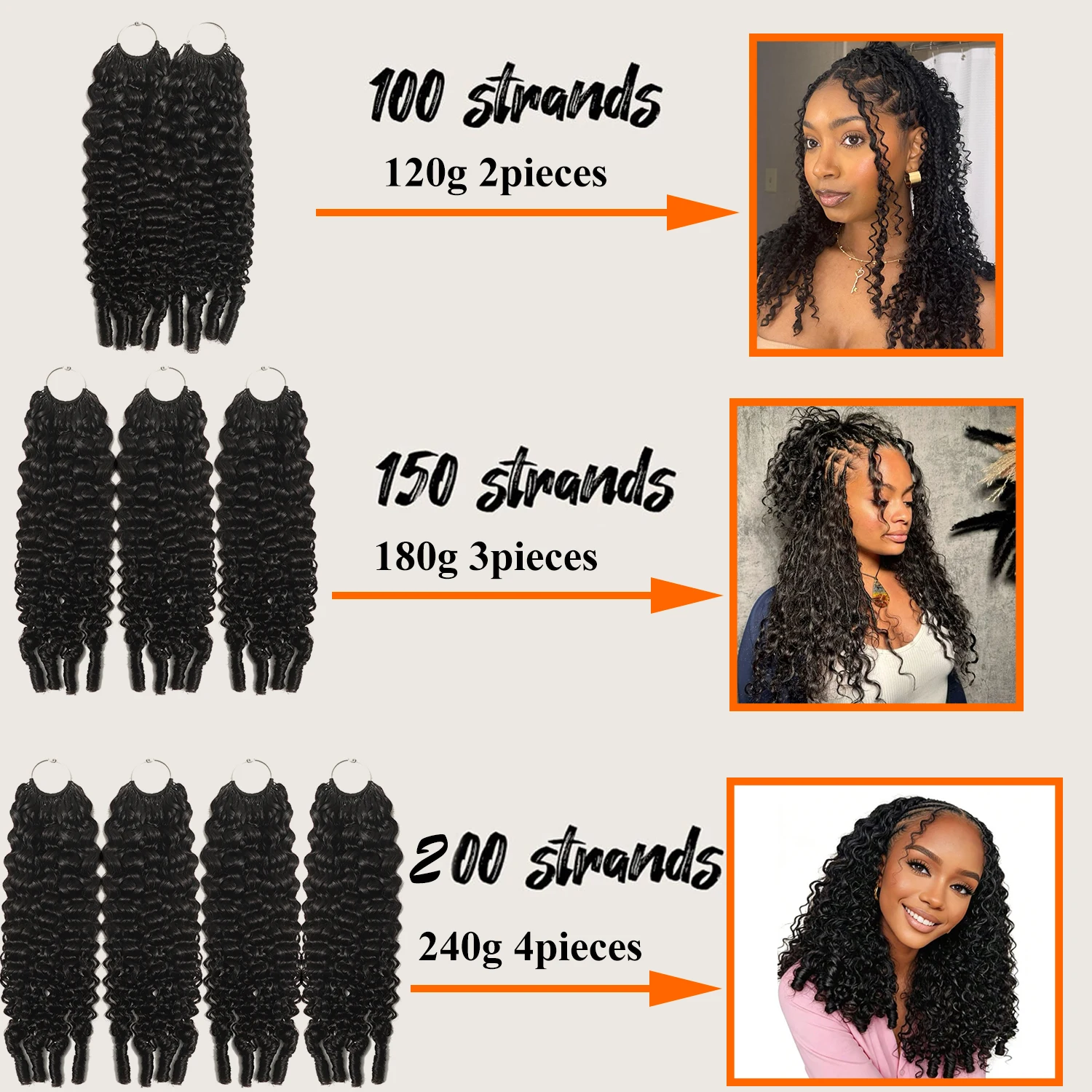Fayniss Burmesische Locken Boho Zöpfe Häkel-Echthaarverlängerungen 120g Vorgefertigte Wunderknoten Federhaar 100% Echthaar – Detail 4