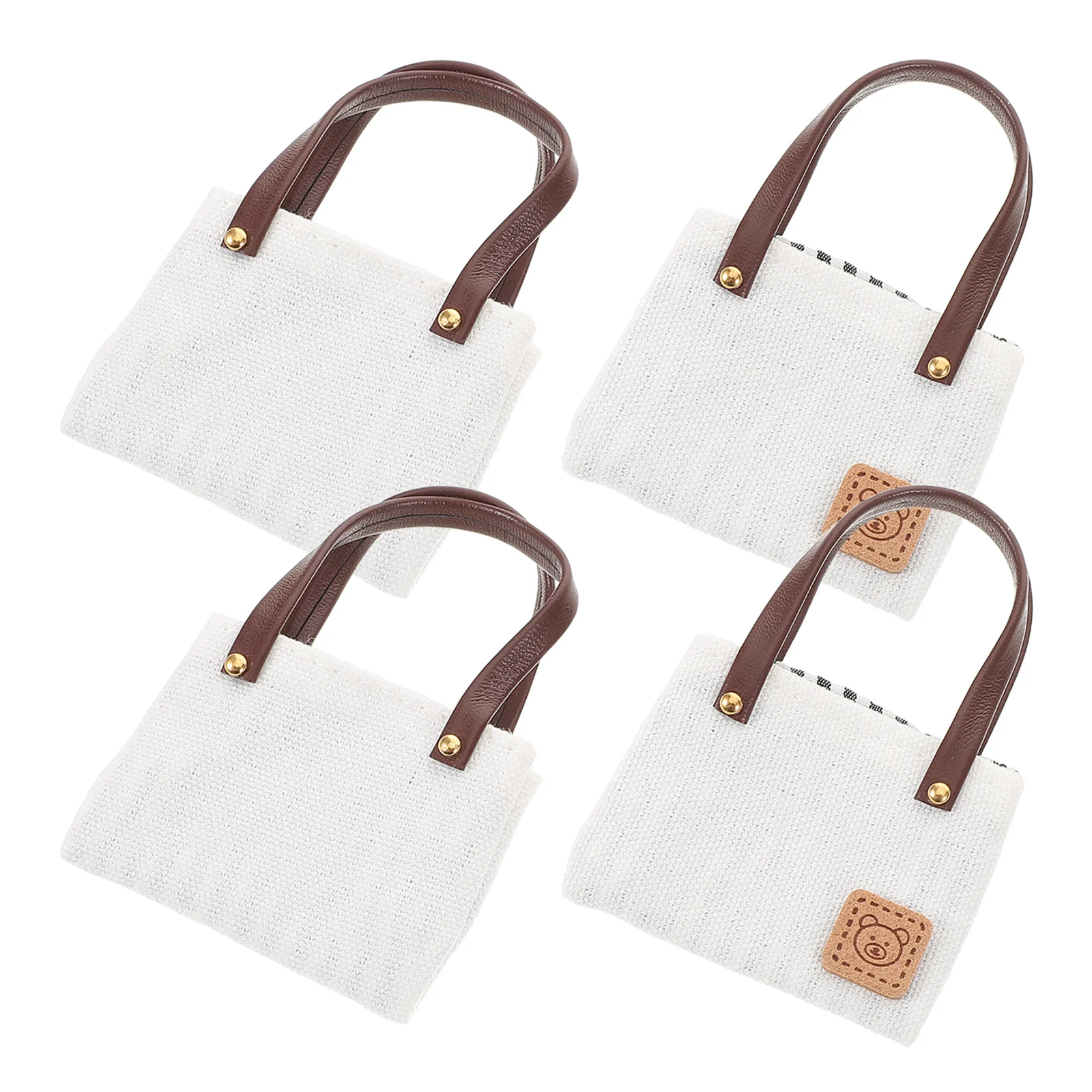 

4pcs Miniature Bags 7Cmx5Cm Small Canvas Shoulder Tote For Dollhouse Decoration Roleplay Photography Prop Mini House Decor