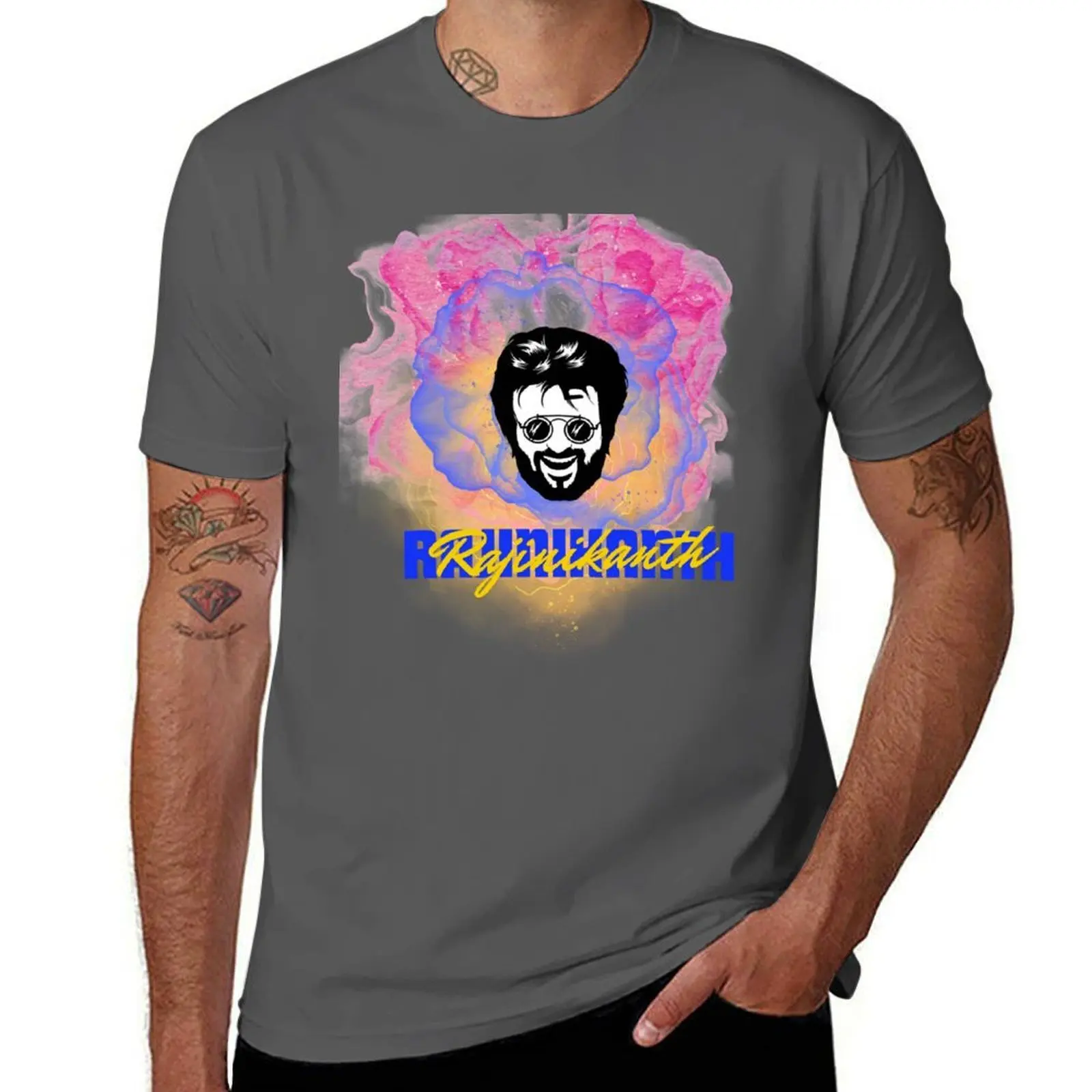 

STICKER Rajinikanth T-Shirt Novelty Print Casual Tee Shirt
