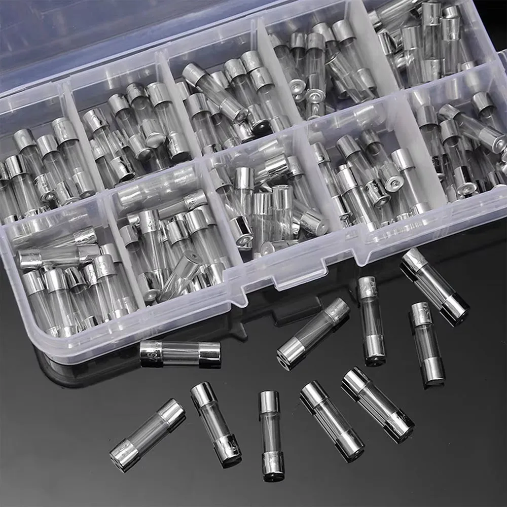 100 Stück 5x20mm Schnellverschmelzende Glasrohr-Sicherungen Sortiertes Set Ampere 0,2A 0,5A 1A 2A 3A 5A 8A 10A 15A 20A 250V mit Aufbewahrungsbox – Detail 2