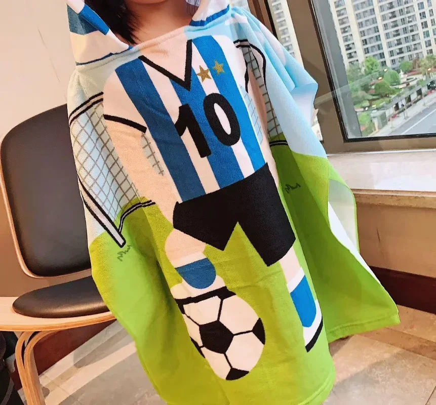 Cute Cartoon Baby Bath Towel Ultra-fine Fiber Hooded Beach Towel Newborn Shawl Soft Rain Cape Children's Toiletries Baby Towel