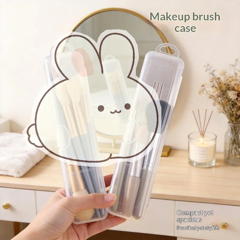 Transparent Cosmetic Brush Holder Case 3pcs Set with Hanging Loop for Business Trip Vanity Daily Storage Use