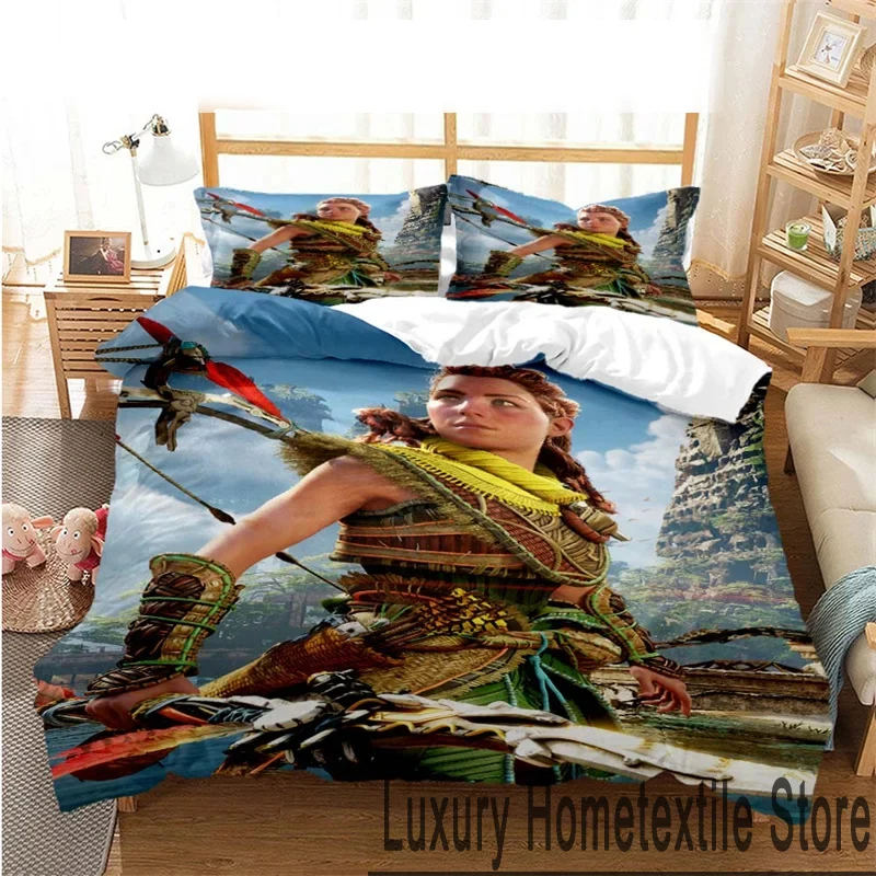 

Game Horizon Zero Dawn Bedding Set,Duvet Cover Comforter Bed Set Quilt Cover Pillowcase,King Queen Twin Size Boys Girls Adults