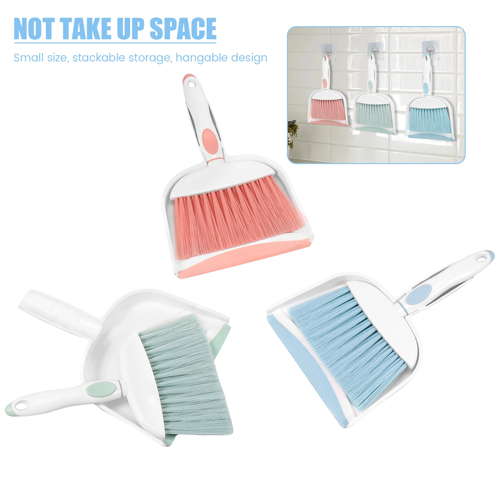 3 Set Mini Dustpan and Brush Set Portable Table Top Cleaning Brush and Dustpan Set Dining Table Crumb Sweeper with Soft Bristles