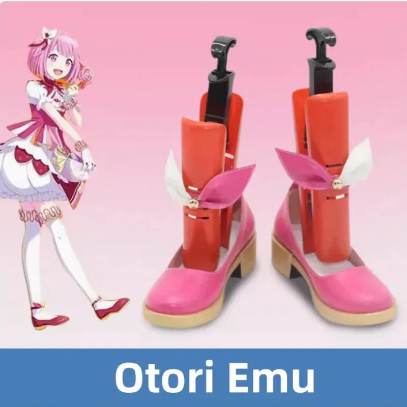 QQ28LQProject Sekai สีสันเวทีโอโทริ เอ็มูคอสเพลย์ฮาโลวีนบทบาทสมมติสีชมพูรองเท้าน่ารักผู้หญิงอะนิเมะการ์ตูนนิทรรศการวันครบรอบ