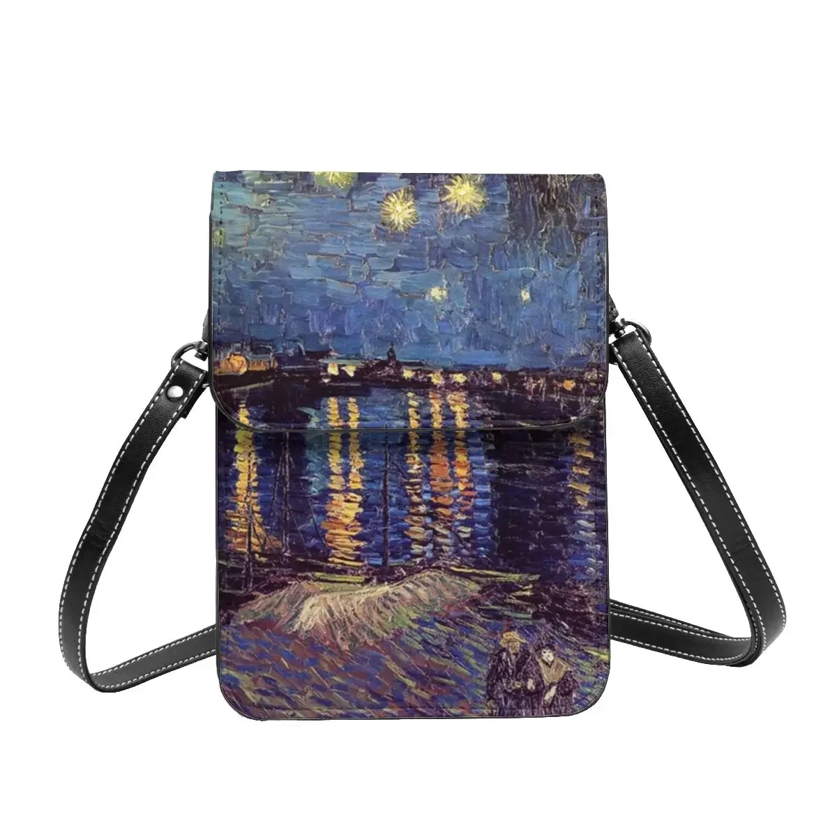 Vincent Van Gogh Shoulder Bag Starry Night Over The Rhone Business Leather Mobile Phone Bag Woman Bulk Vintage Bags