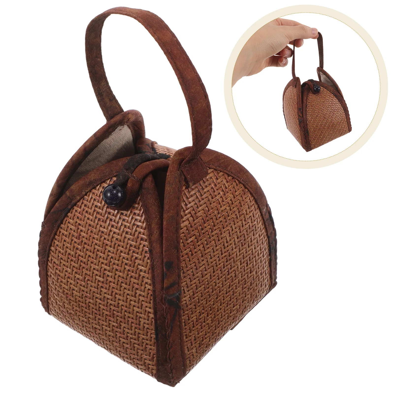 

Rattan Tea Set Storage Bag Holder for Cup Portable Accessories Case Cloth Travel