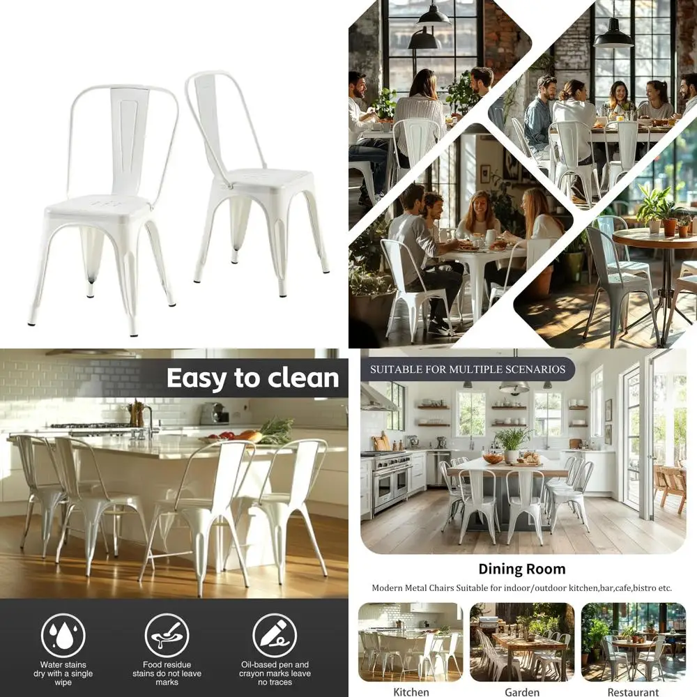 

Винтажный набор из 2-х белых металлических складных стульев для столовой, подходящих для использования в помещении и на улице, для бистро, кухни и ресторанов.