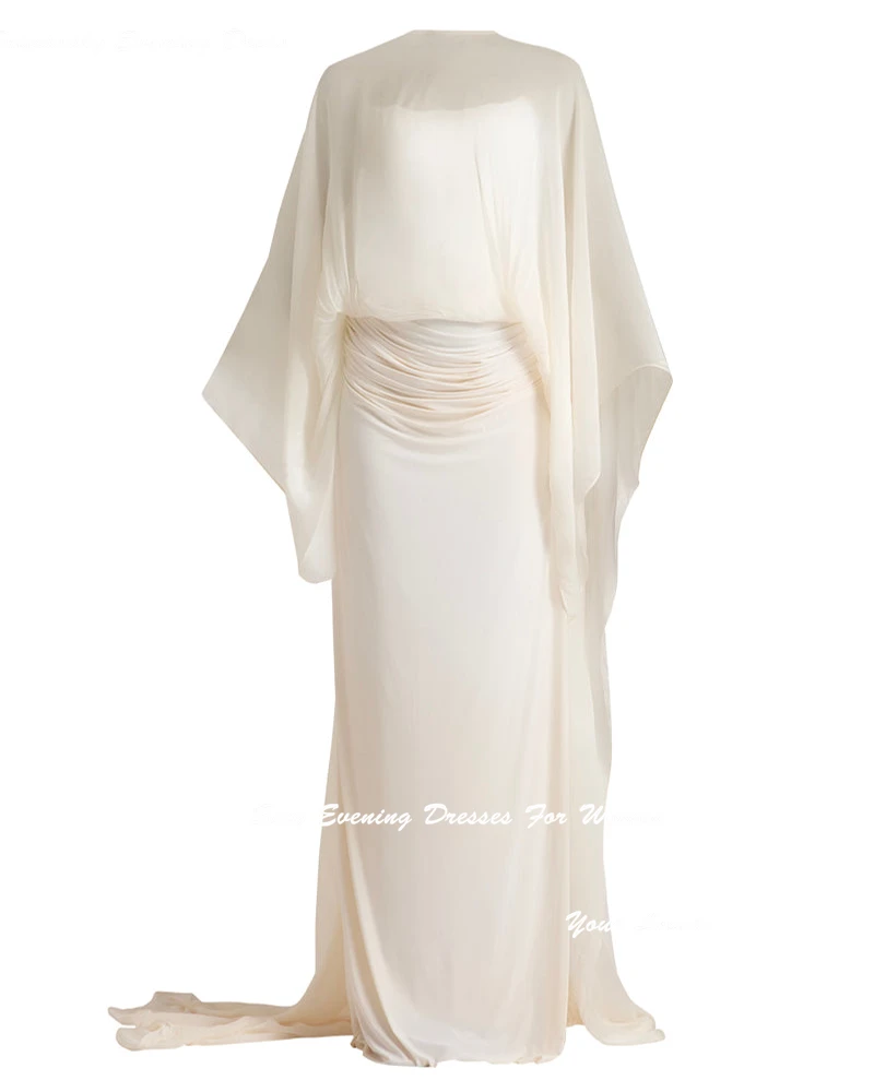 ครีมที่กําหนดเองชุดราตรีหมวกแขนยาวค็อกเทลปาร์ตี้ชุดรถไฟศาล Elegant fساتة พรหมชุด