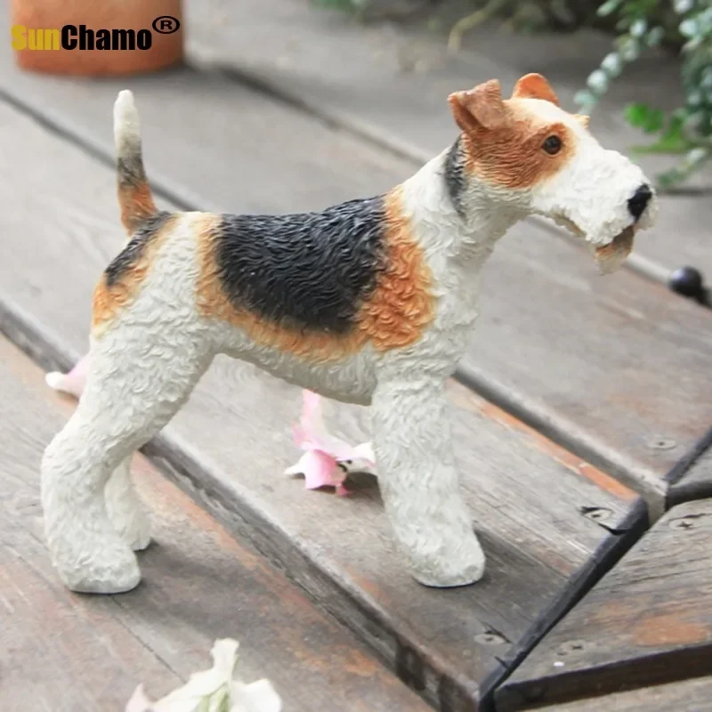 Fashion British Fox-hunting Terrier Dog Simulation Animal Model Vehicle Handicraft Display Items Collection Figurines Miniatures