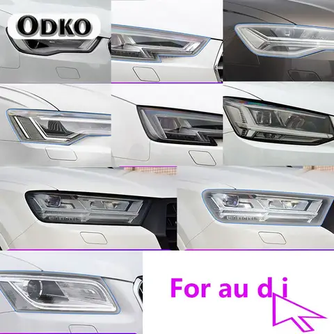 아우디 A6 B8 B9 A4 C7 C8 A3 A5 Q7 Q5 Q3 Q2 투명 스티커 블랙 액세서리용 헤드라이트 보호 필름 2개