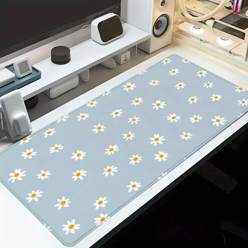 

Extra Large 88.9x40.64 cm Fresh White Daisy Gaming Mouse Pad & Desk Mat - Non-Slip Rubber Base, Durable Stitched Edges, Ultra-Sm
