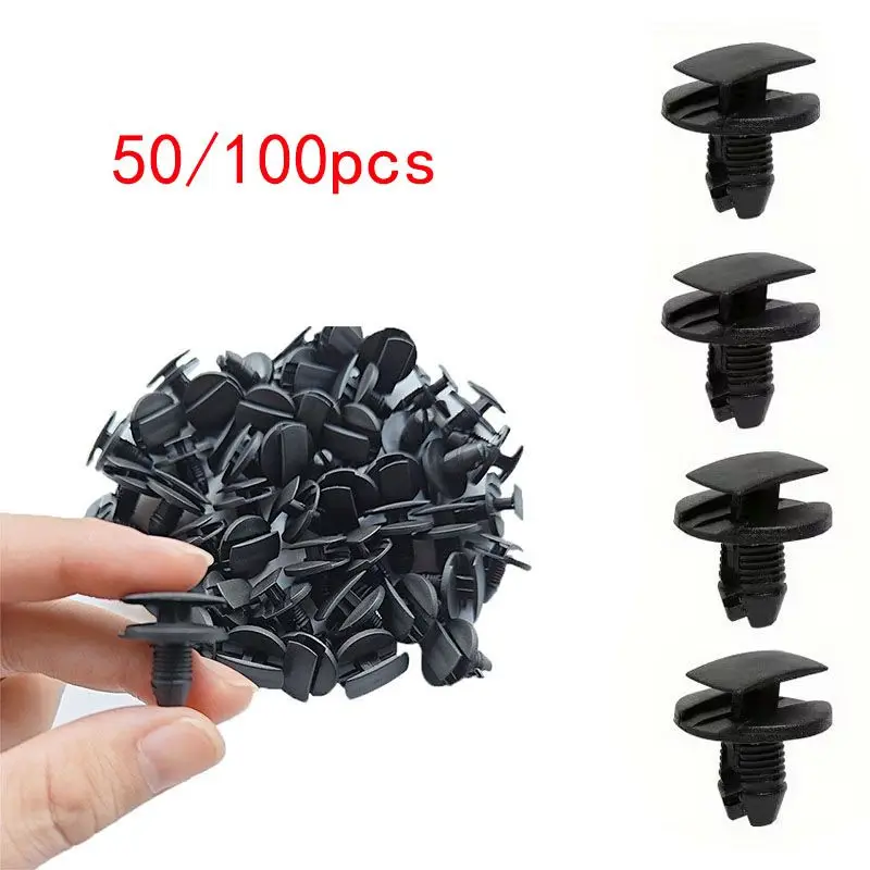 Clips de rivets pour pare-chocs et garde-boue de voiture, 50/100 pièces, pinces fixes pour panneau de garniture de carrosserie automobile pour Peugeot citroën, supports de panneau de garniture noirs