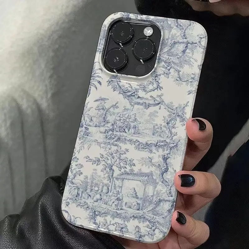 For Samsung Galaxy S23 S24 S25 Ultra Plus 5G S 24 25 S25Ultra Luxury Vintage, Hand-Drawn Design Double-layer Back Cover