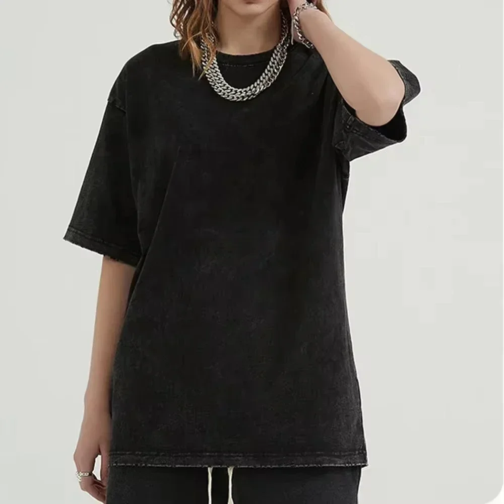 Men's T-Shirt Retro Washed Cotton T-Shirt with Skull and Rose Graphic Casual Drop Shoulder Short Sleeve Round Neck Top Summer