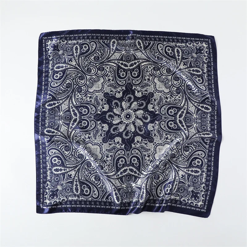 90*90cm Damen Mode Bedruckter Quadratischer Schal Großer Seidenschal Luxuriöses Strandtuch Wickeltuch Damen Hijab Halstuch – Detail 6