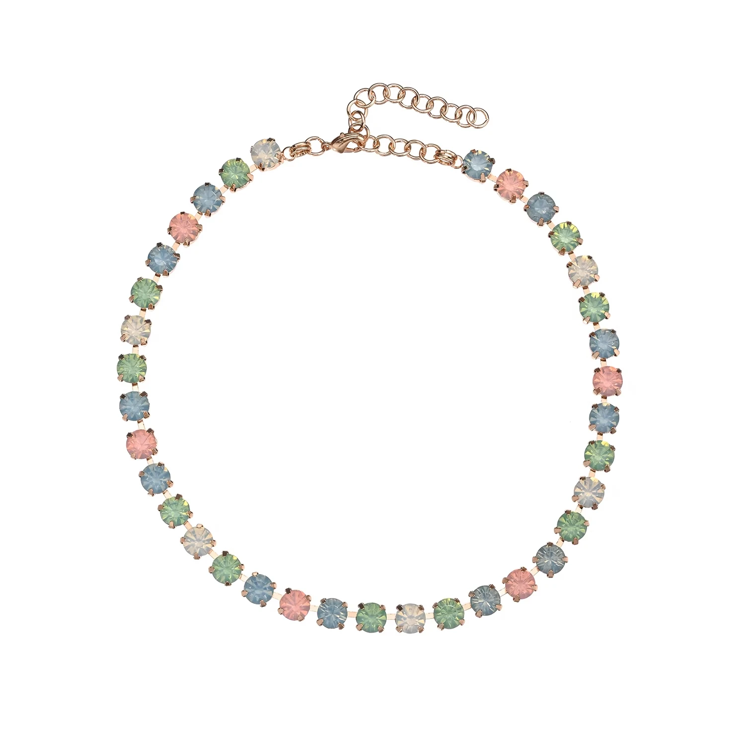 BEUTIFOR Strassperlen, bunte Kristall-Halskette für Damen, handgefertigt, Krallenfassung, Zirkonia-Halsband, Zubehör – Detail 7
