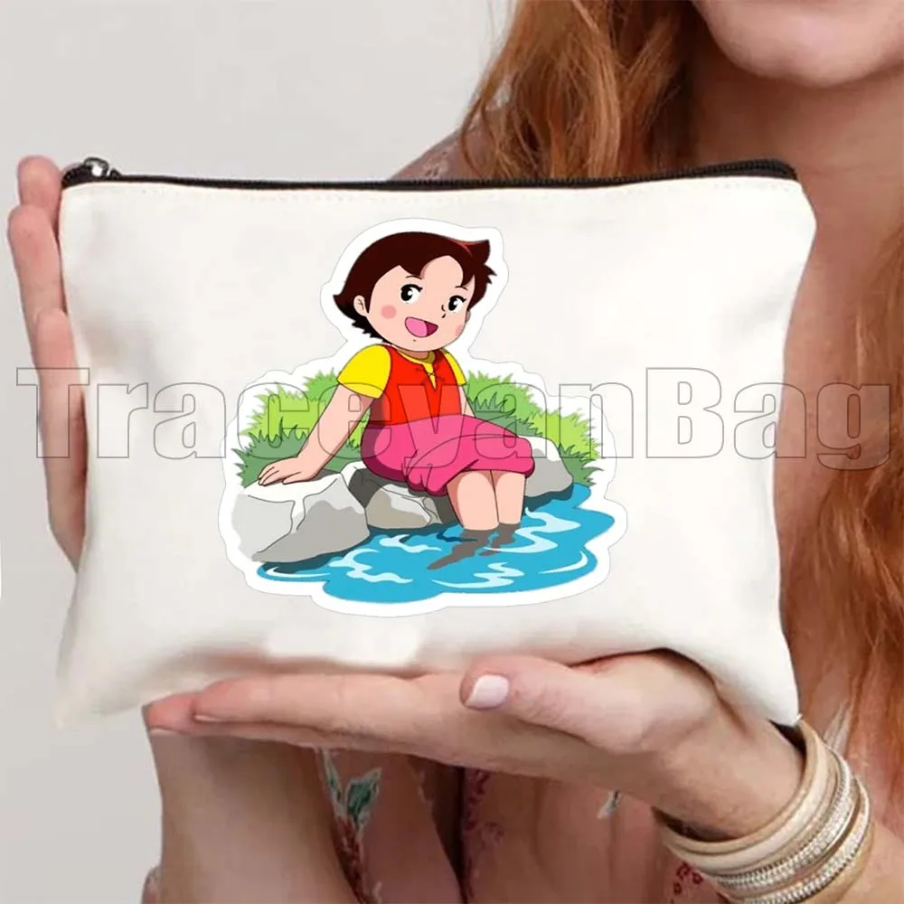 لطيف هايدي مروحة هدية أنيمي الكرتون فتاة الرجعية فيلم فيلم دعونا العودة إلى الطبيعة قماش مستحضرات التجميل ماكياج المرحاض حقيبة مقلمة الحقيبة #5
