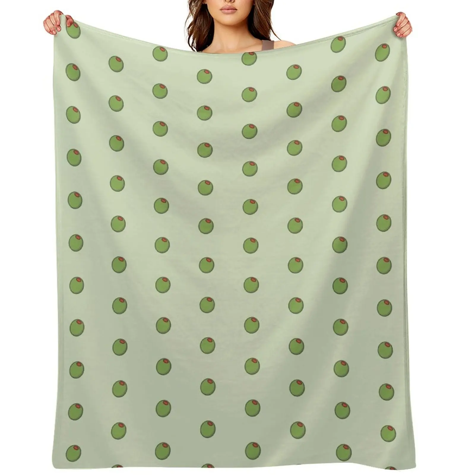 

Cute Olive Icon on Green Throw Blanket Thins Thermals For Travel sofa bed Nap Blankets