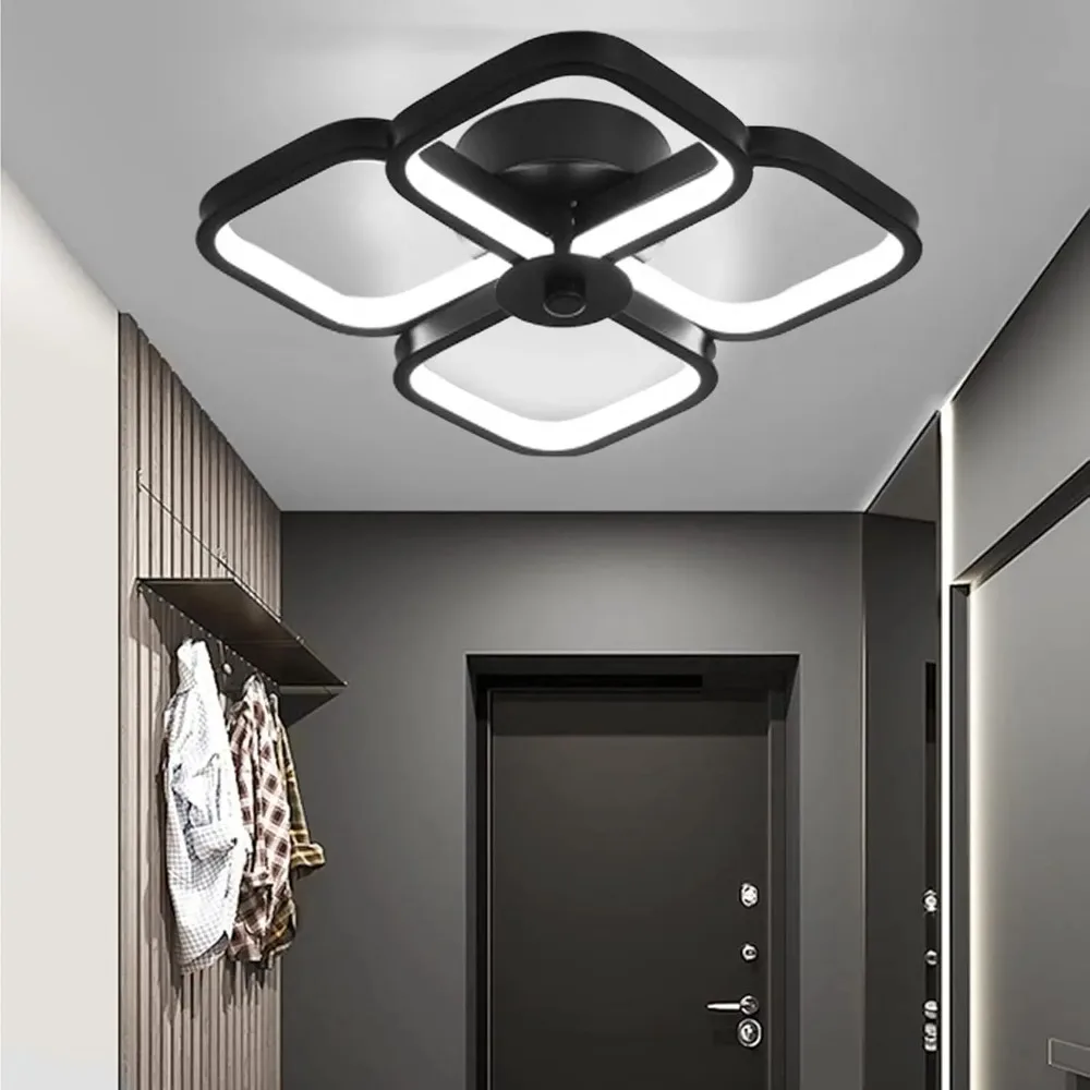 

Modern LED Ceiling Light Square Dimmable Ceiling Lamp Tricolor Black Ceiling Lighting Fixture for Bedroom Living Room Kitchen