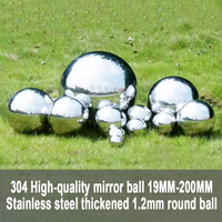 1Pcs Diameter 19-200MM Thick 1.2MM 304 Stainless Steel Hollow Ball Silver Mirror Large Spherical Floating Ball Garden Decoration