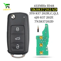 Liberty 5K0837202AD ID48 Chip 433MHz 2/3Buttons Flip Car key Remote Key For VW Volkswagen Multivan T5 Sharan Caravelle 2009-2015