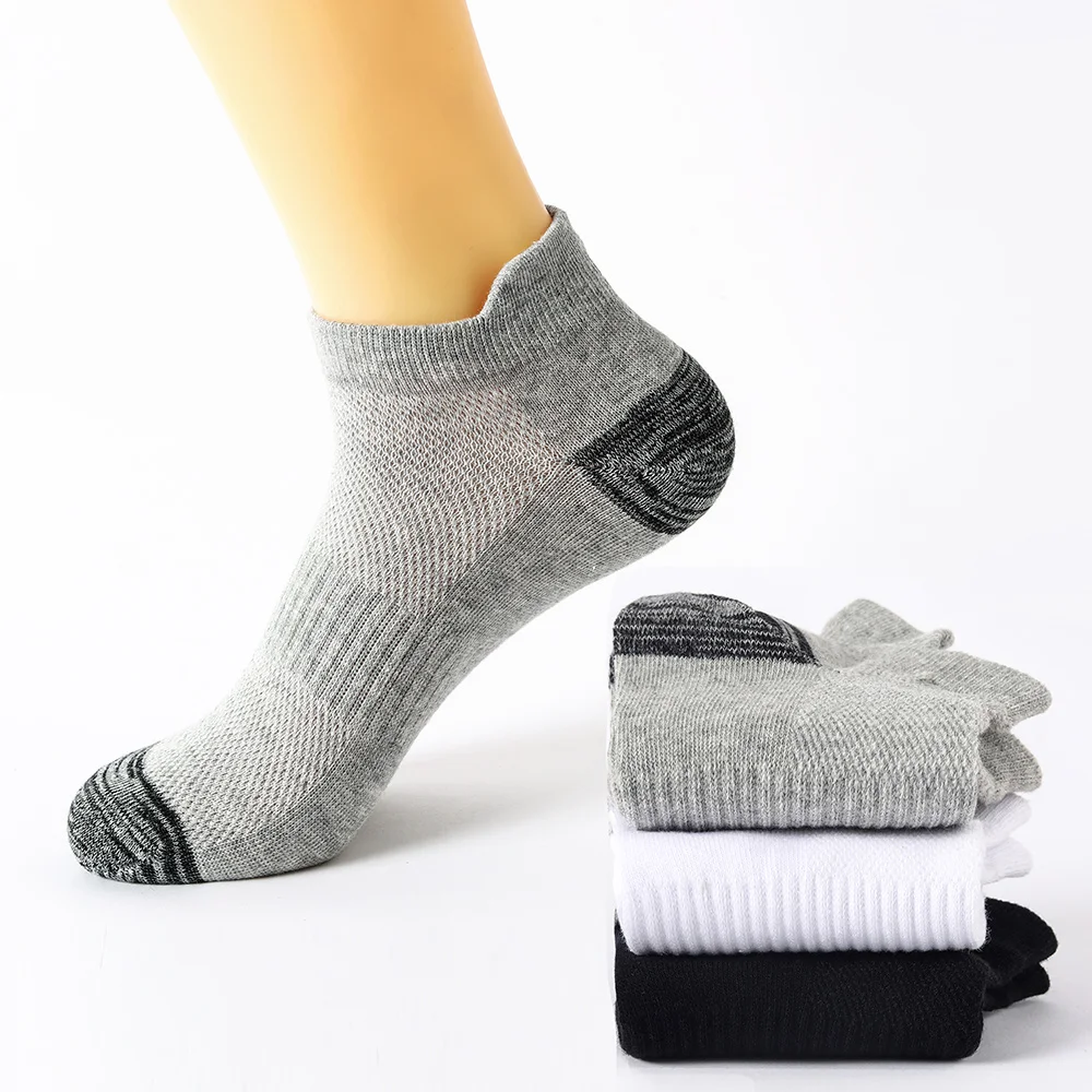 6 paires de chaussettes de sport en coton pour hommes, de haute qualité, respirantes, en maille, décontractées, athlétiques, d\'été, coupe fine,