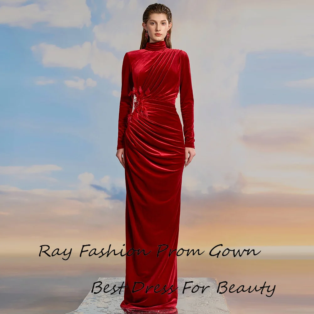 

Ray Velvet Evening Dress فستان حفلة موسيقية Elegant Feathers Ruched Mermaid Cocktail Party Prom Gown For Sexy Women 2025