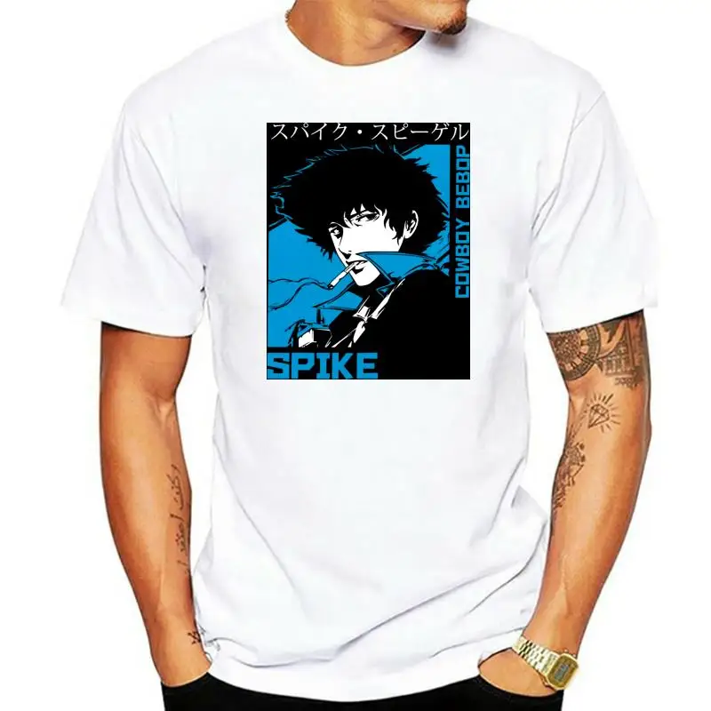 Classic 90s Anime Cowboy Bebop T-shirt Men  Short Sleeve Spike Spiegel Graphic T Shirt Pure Cotton Manga Tee Tops Clothing Gift