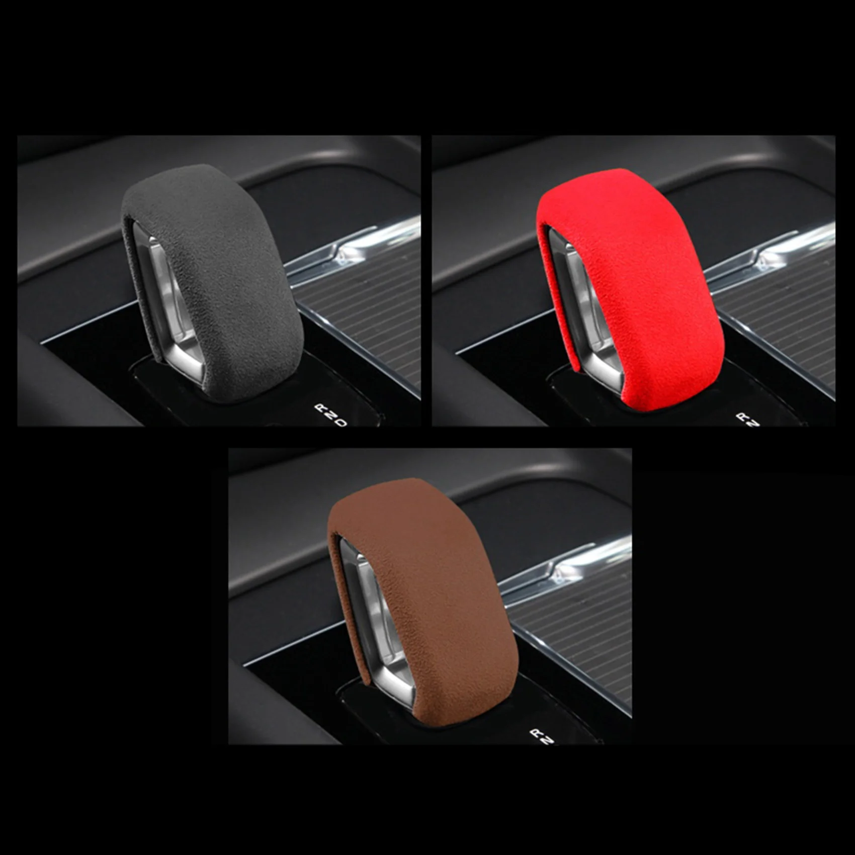 غطاء مقبض تغيير التروس من جلد الغزال ، ملصق تغيير المنتصف لوحدة التحكم Volvo XC60 S90 XC90 S60 V60 XC40 V90CC ، رمادي غامق ،