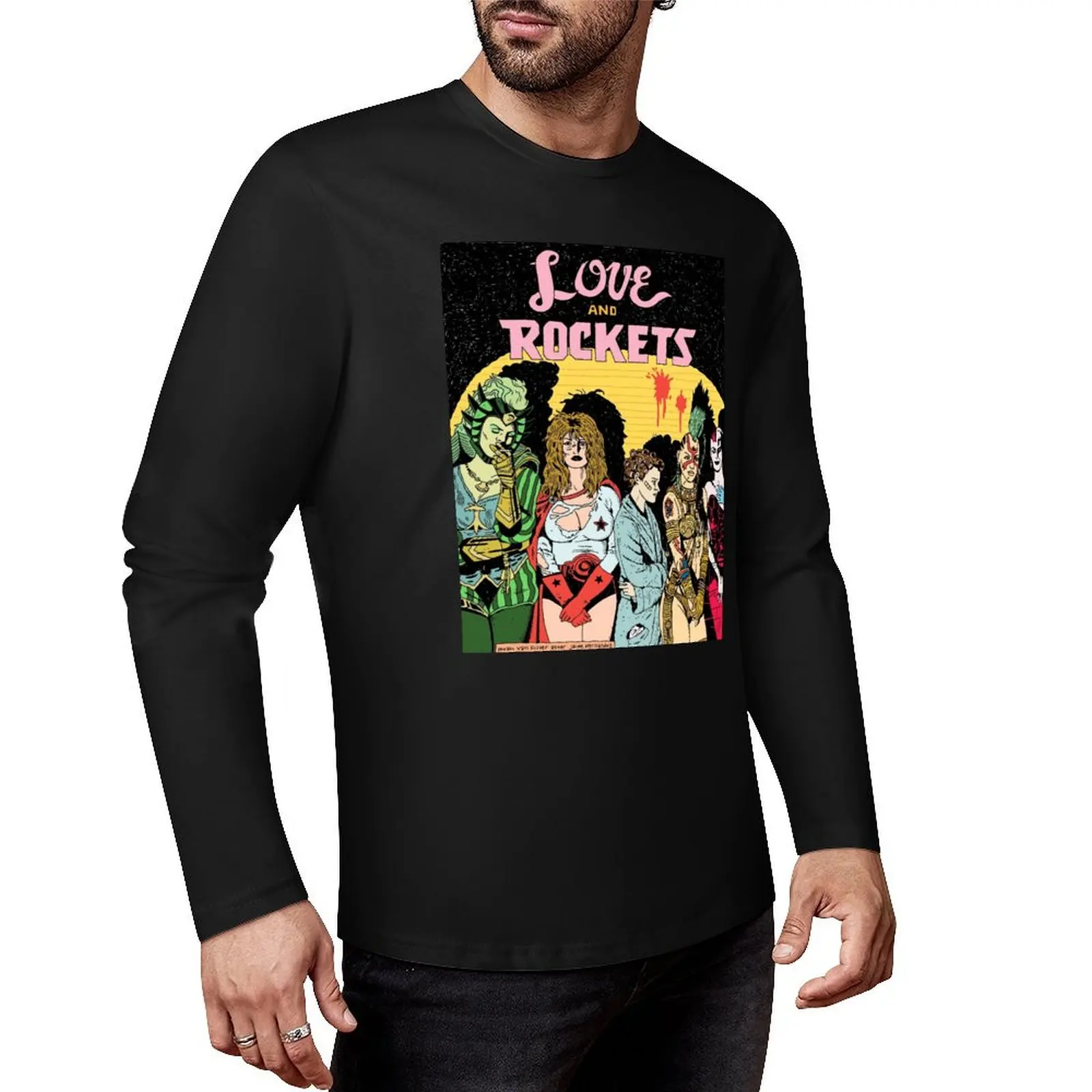 Love and Rockets hero's and villians Long T-Shirt graphic t shirt graphics t shirt mens workout shirts