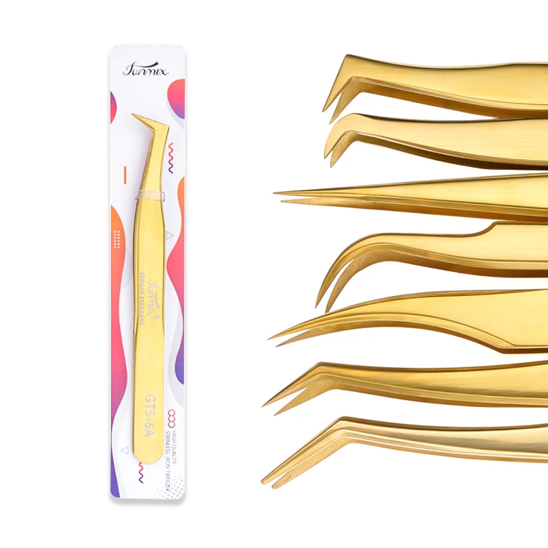 1 pçs nova funmix pinças de extensão de cílios de aço inoxidável superhard colorido cílios pinças de alta precisão pinça antiestática