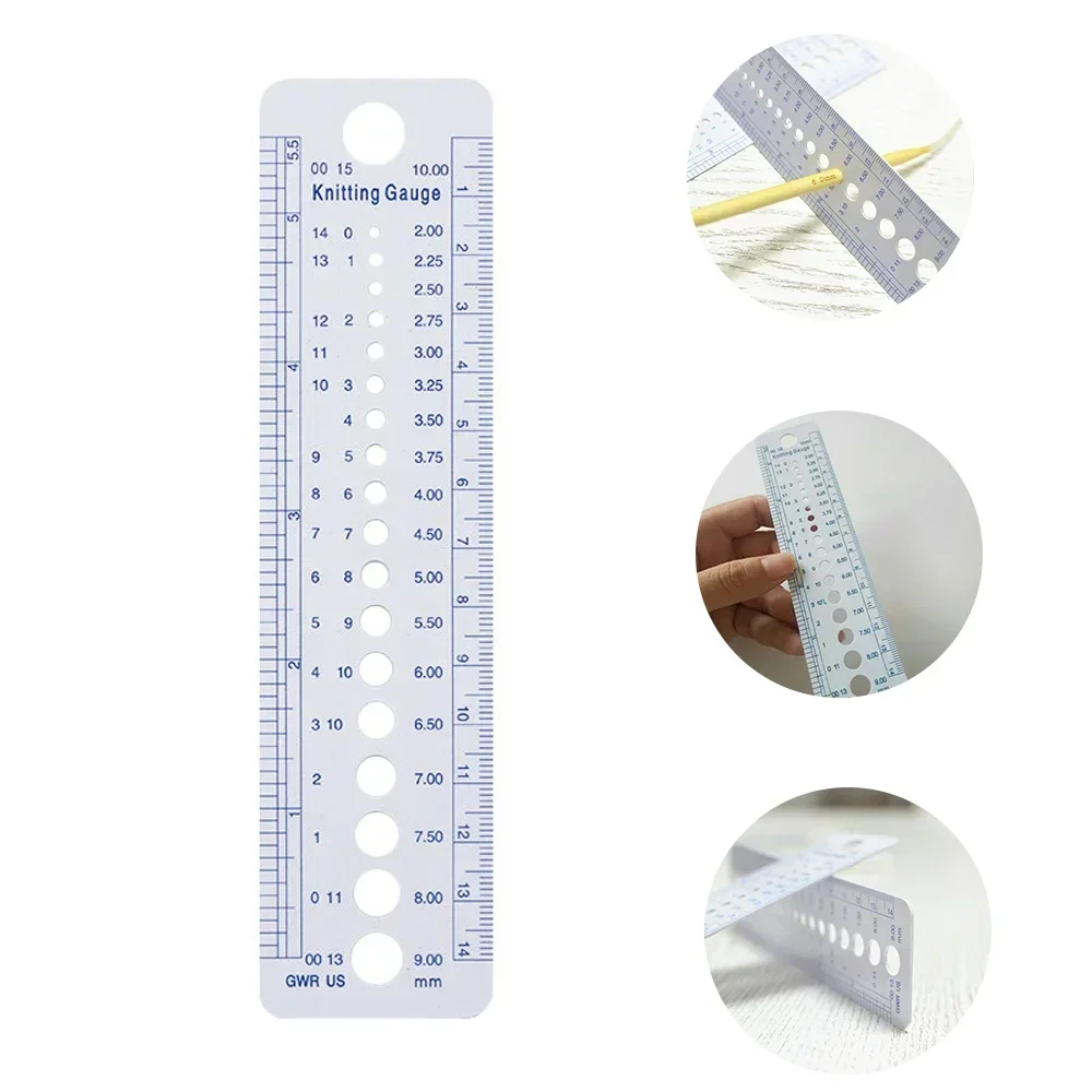 New 1Pc Rule Knitting Accessories Inch Inch Sewing Ruler Plastic Ruler Needle Gauge Size Measurement Sewing Knitting Tool Kawaii