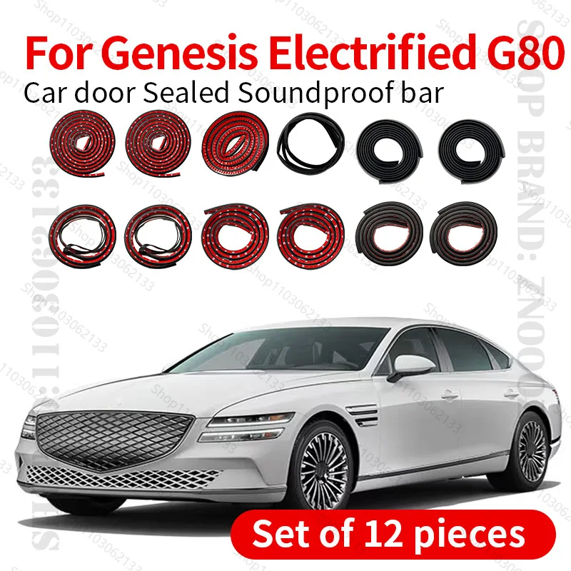 

For Genesis Electrified G80 Car Door Seal Strip Rubber Double Layer Sealing Protector Soundproof Dustproof Seal Strip 12PCS Set