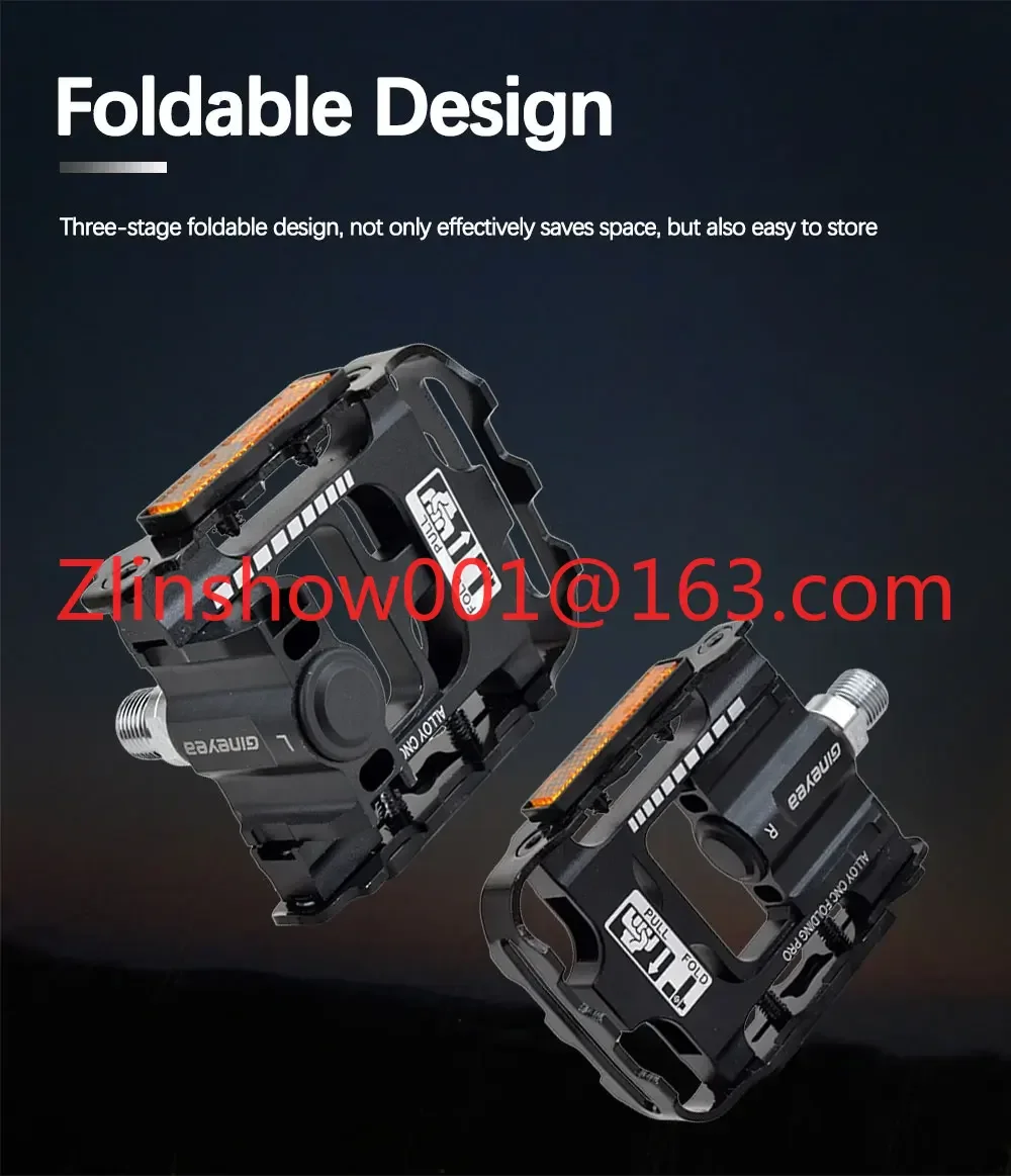 Aluminum Alloy Foldable Bike Pedal 14mm DU Bearing  Mountain Folding Bicycle Platform Pedals