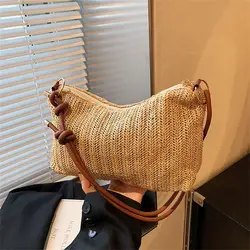 Fashion Grass Woven Shoulder Messenger Bag Rattan Large Capacity Straw Bag Bohemian Handmade Braid Totes for Summer Beach