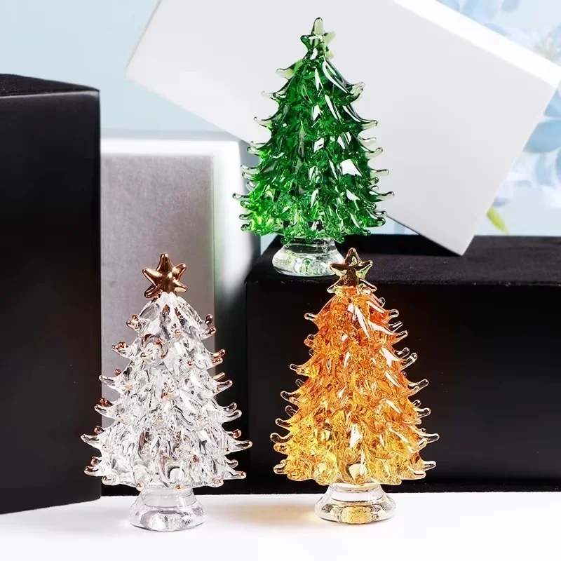 

Christmas Tree K9 Crystal Miniature Statue Handmade Glass Paper Collection Home Decor Unique Gift Idea for Toy & Hobby Lovers