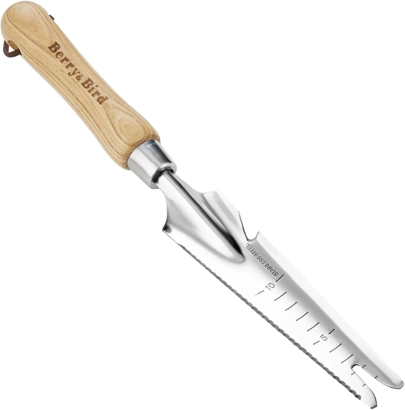 

Multifunctional Stainless Steel Hand Weeding Trowel with Wooden Handle - Weeder, Digger, Transplanter, Bottle Opener