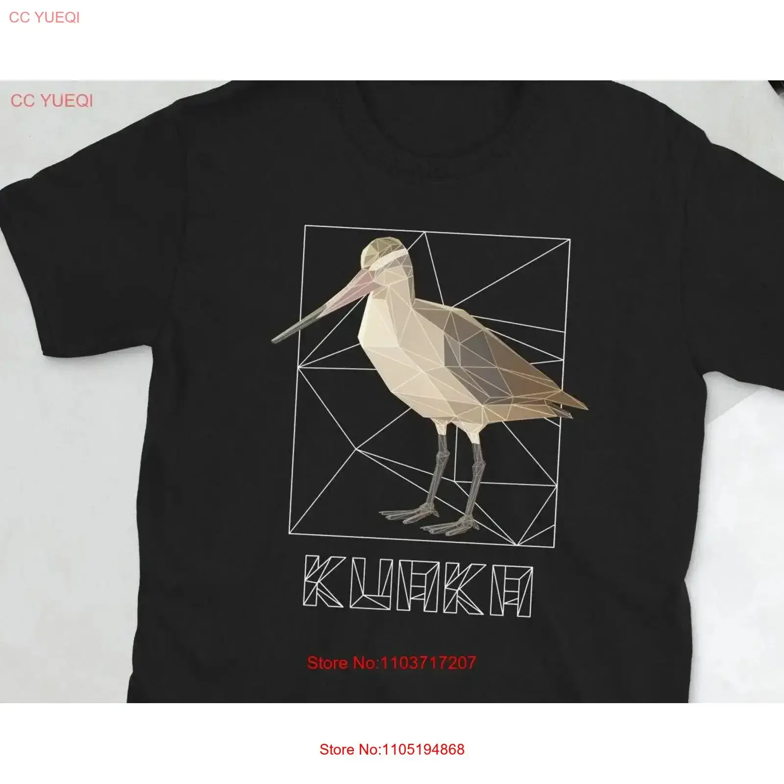 Kuaka Bird Polygon Art T Shirt Bar tailed Godwit vintage Washed Stretched Soft designer clothes graphic Stylish Slightly