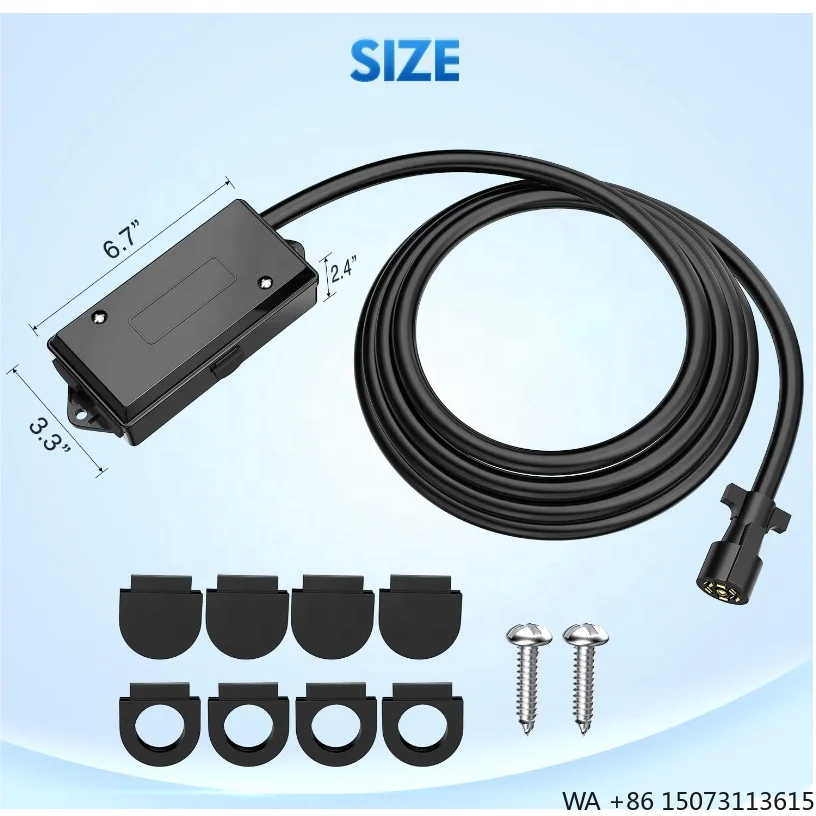 Heavy Duty 7-Way Trailer Plug with 6FT Junction Box 7-Pin Wiring Harness