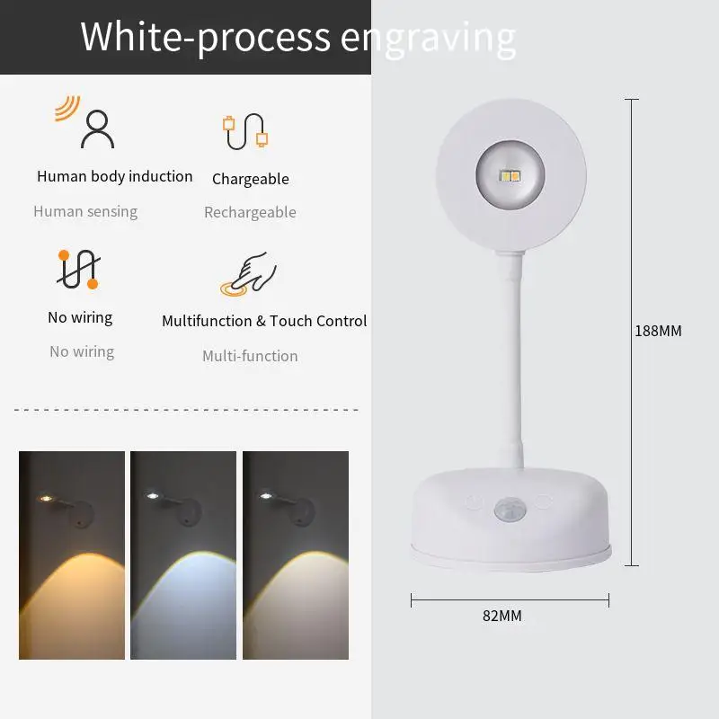 

Wireless wall-mounted ceiling light, charging LED smart motion sensor lamp with remote control for painting lighting