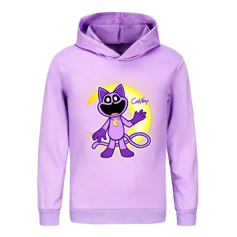 يبتسم المخلوقات Catnap هوديي البلوز طفل أطفال صبي فتاة الربيع مقنعين البلوز الكرتون ملابس منقوشة بكم طويل قميص الملابس