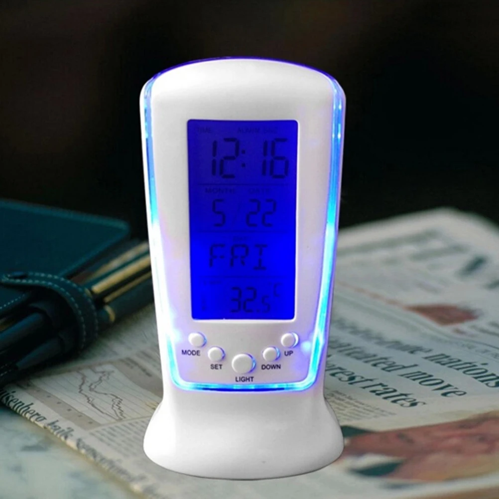 

LED Night Glow Alarm Clock Digital Temp Gauge Calendar Student Desk Mute Luminous Small Operated Stable Accurate Design