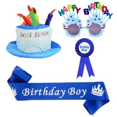 Birthday party Crown tiara Sparkly Shoulder strap Birthday card Cute plush birthday cake Funny glasses photo prop
