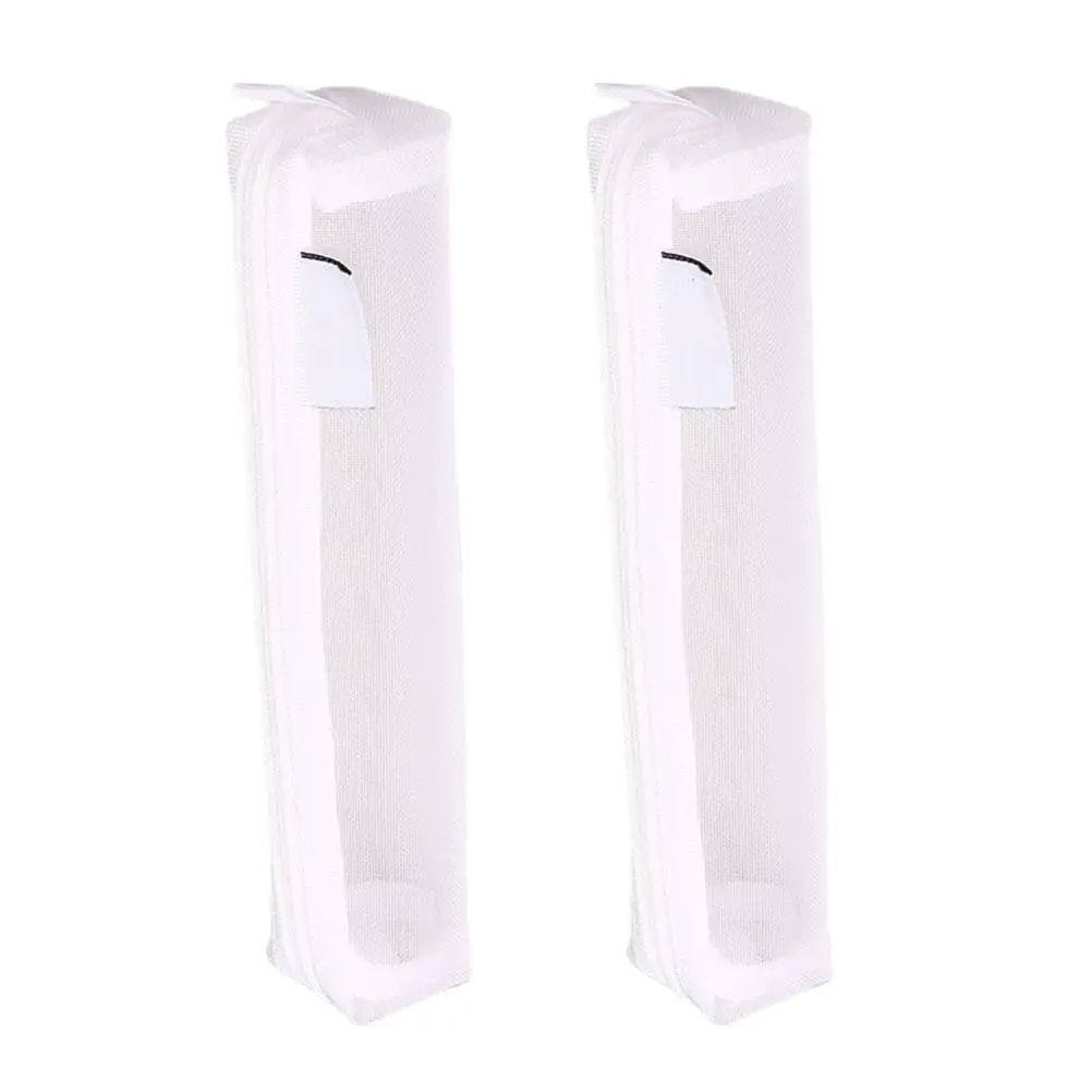 

2Pcs Exam Pen Bag Clear Transparent Mesh Nylon Pouches Student Large Capacity Stationery Storage Organizer Pencil Case