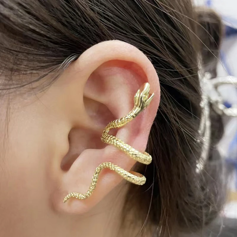 1 PC of snake-ear cuffs for women, non-piercing earring cuff clip in hug snake open wrap loop ear clip, 5 colors