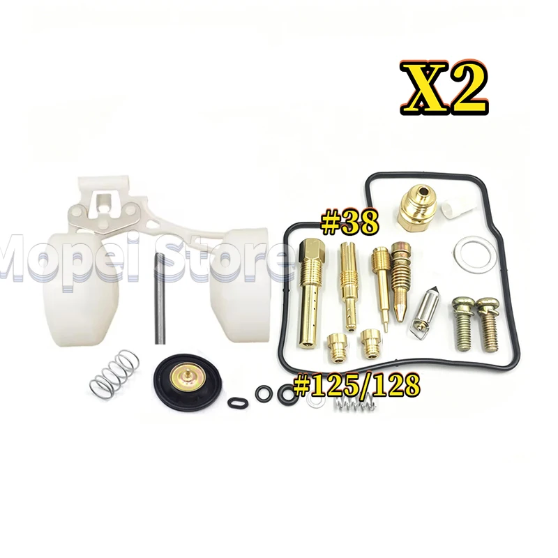 2sets For Honda XRV650 Africa Twin RD03 1988-1990 Carburetor Repair Kit V-Twin CV Carb Rebuild Jets Float Valve Gasket Parts